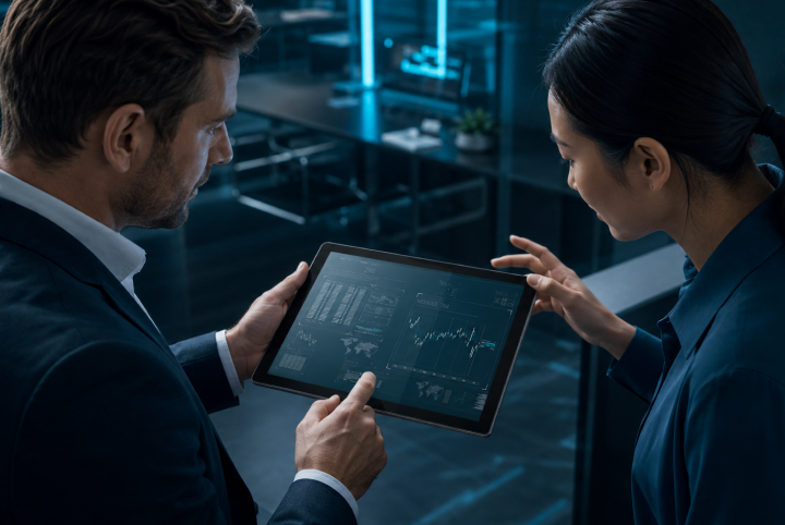 Beratung zu GLASSCAPE an einem Touchscreen